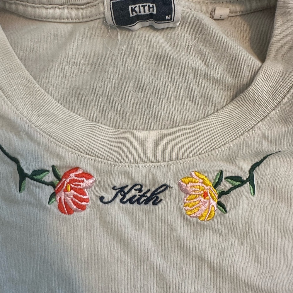 Kith Cream Tee with Floral Embroidery
